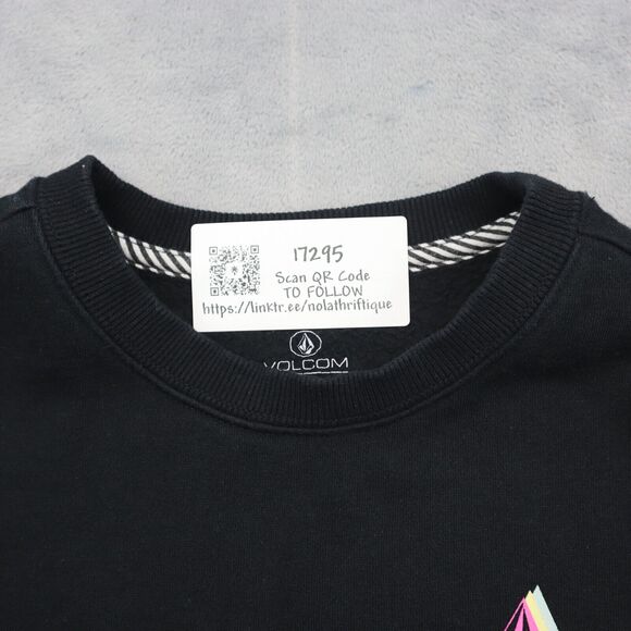 Volcom Sweater Boys L Black Crew Neck Long Sleeve Banded Cuffs Pullover Top - Picture 9 of 16